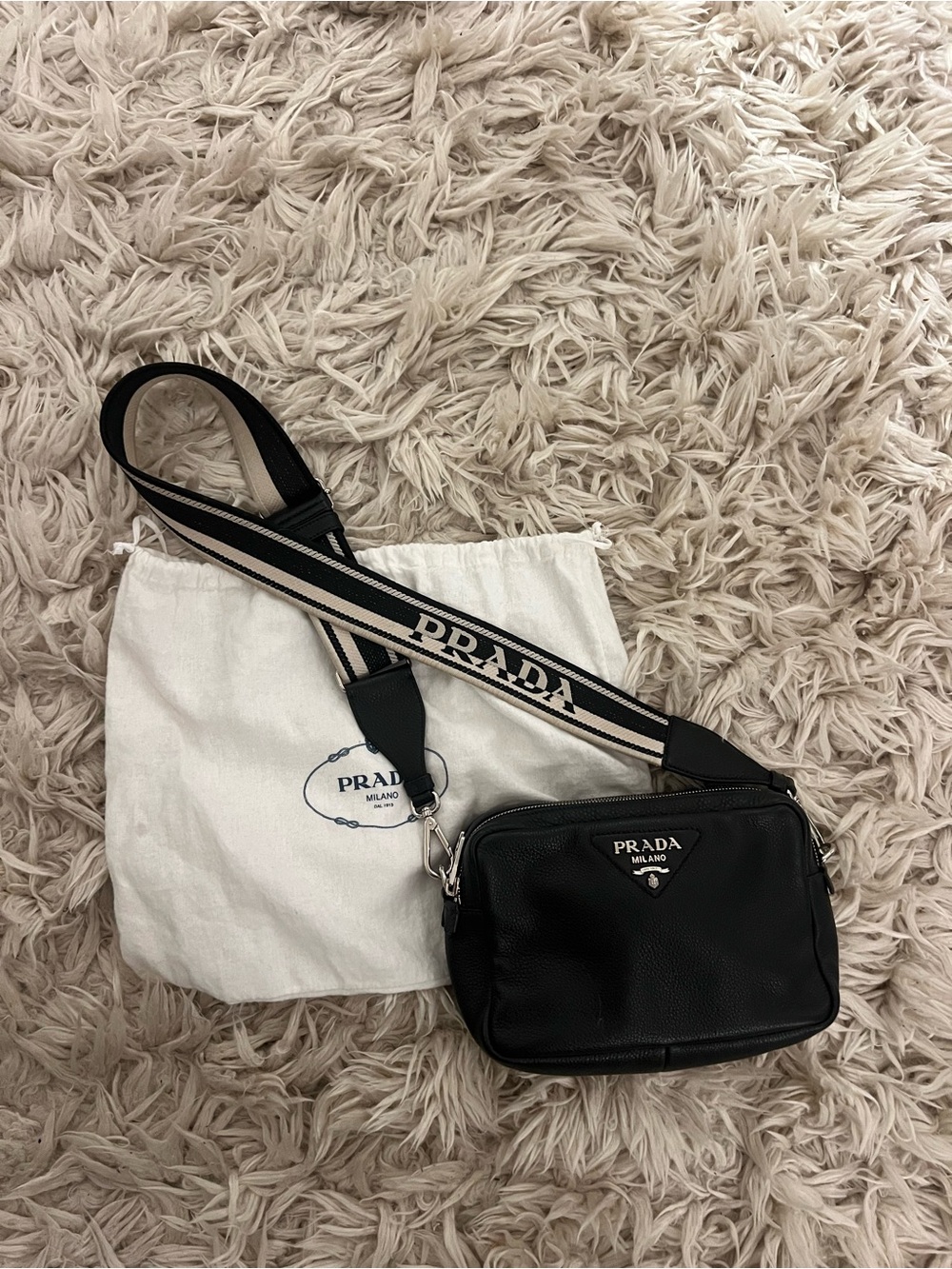 Prada Vitello Daino in Nero crossbody bag